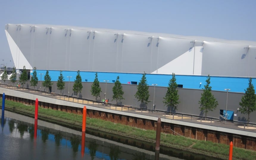 PVC cladding to a sports venue
